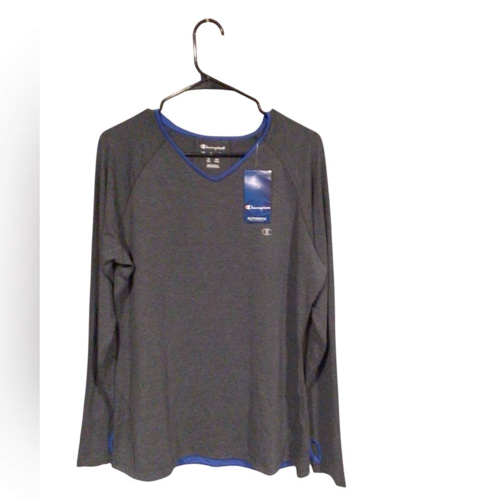 CHAMPION Shirt Women XXL Lightweight Pullover Gray Thumb Holes Athleisure Top